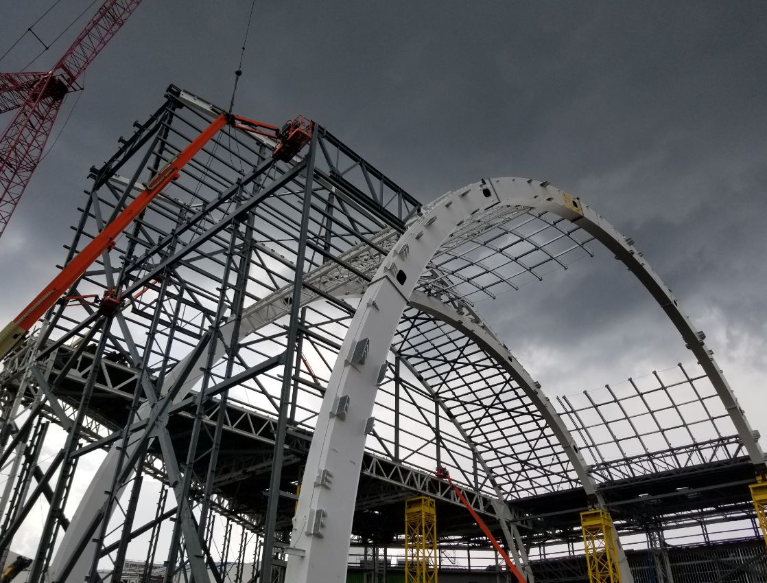 Steel Arch Structure American Dream Water Park overview  in Los Angles, USA